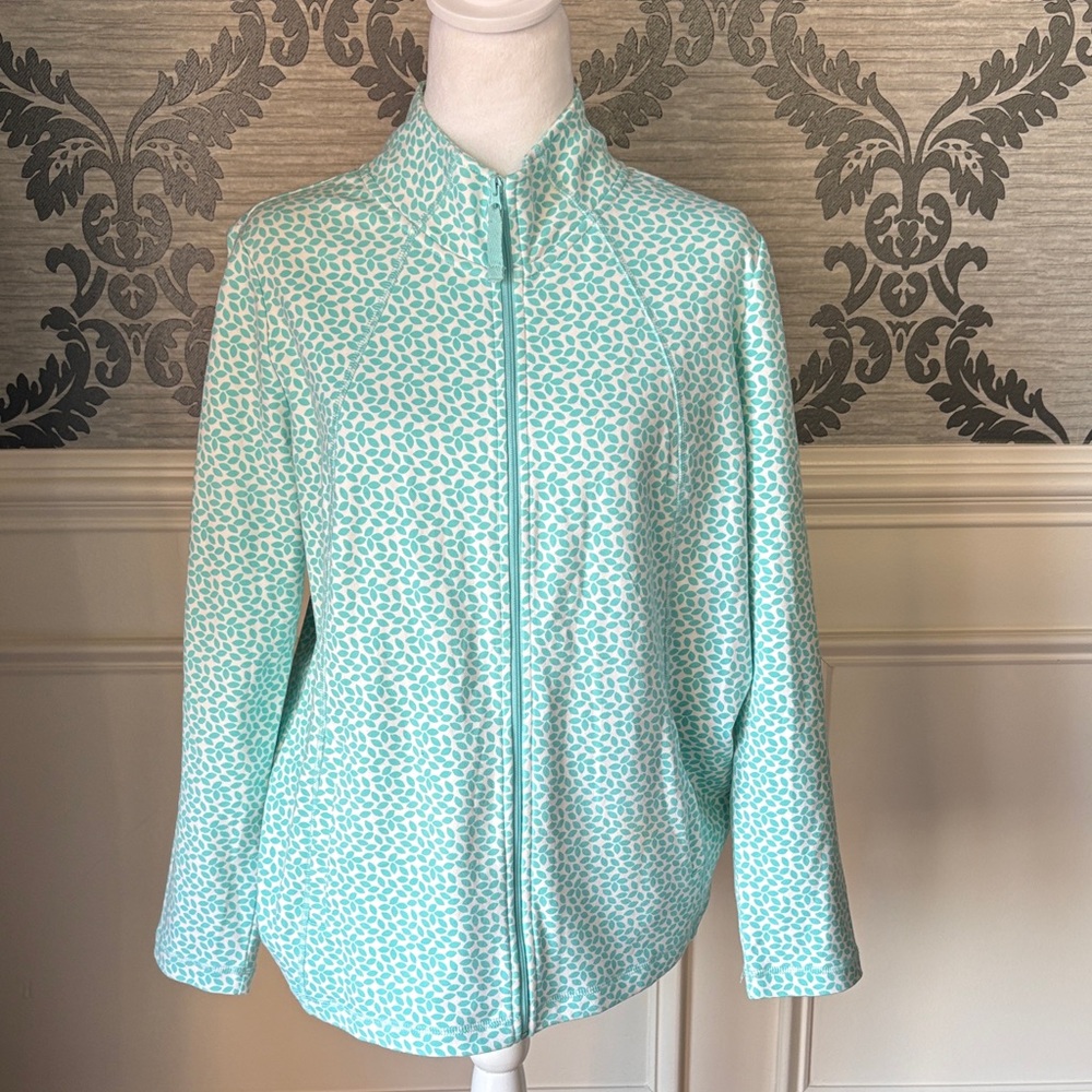 Appleseed Aqua Patterned‎ Zip Up Women's Long Sleeved Top PL